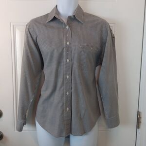 Get Lucky black and white check long sleeve western shirt